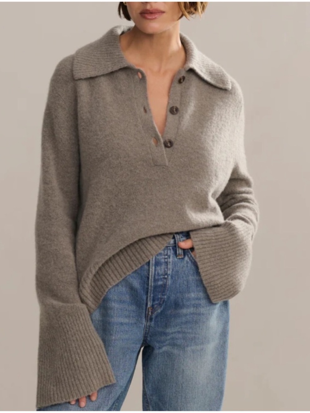 Jenni Kayne Cashmere Stevie Polo Pewter size S